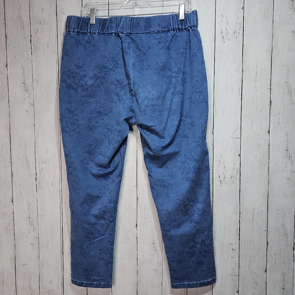 Soft Surroundings Blue Floral Print Jean Stretch Denim Jeggings Size XL Petite. - Picture 6 of 7